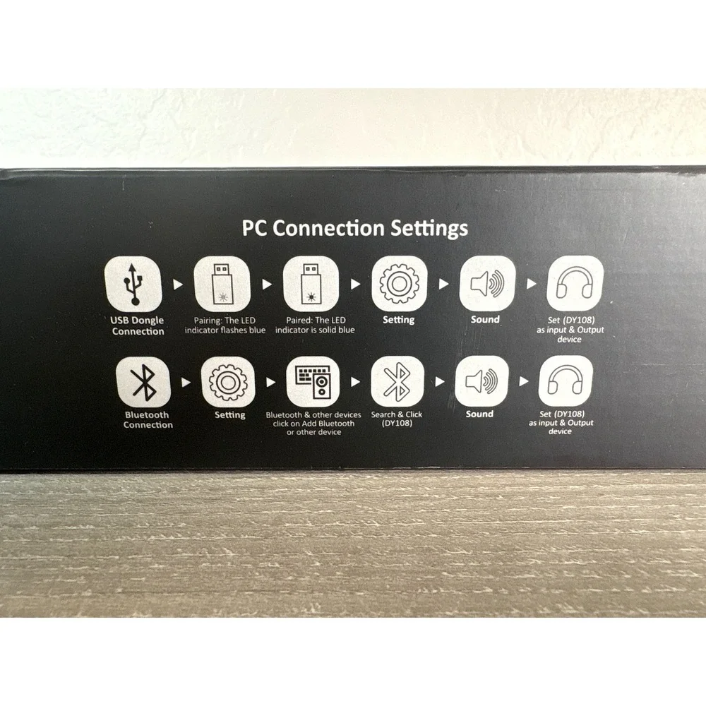 Dytole DY108 Bluetooth Headset Wireless‎ Mono Office Headphones with USB Dongle